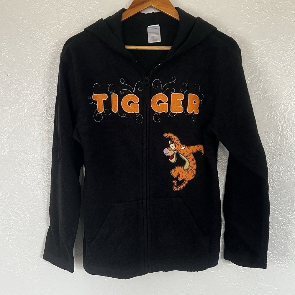 Disney Tigger Fleece Zip Hoodie Size Small Black Embroidered Winnie The Pooh